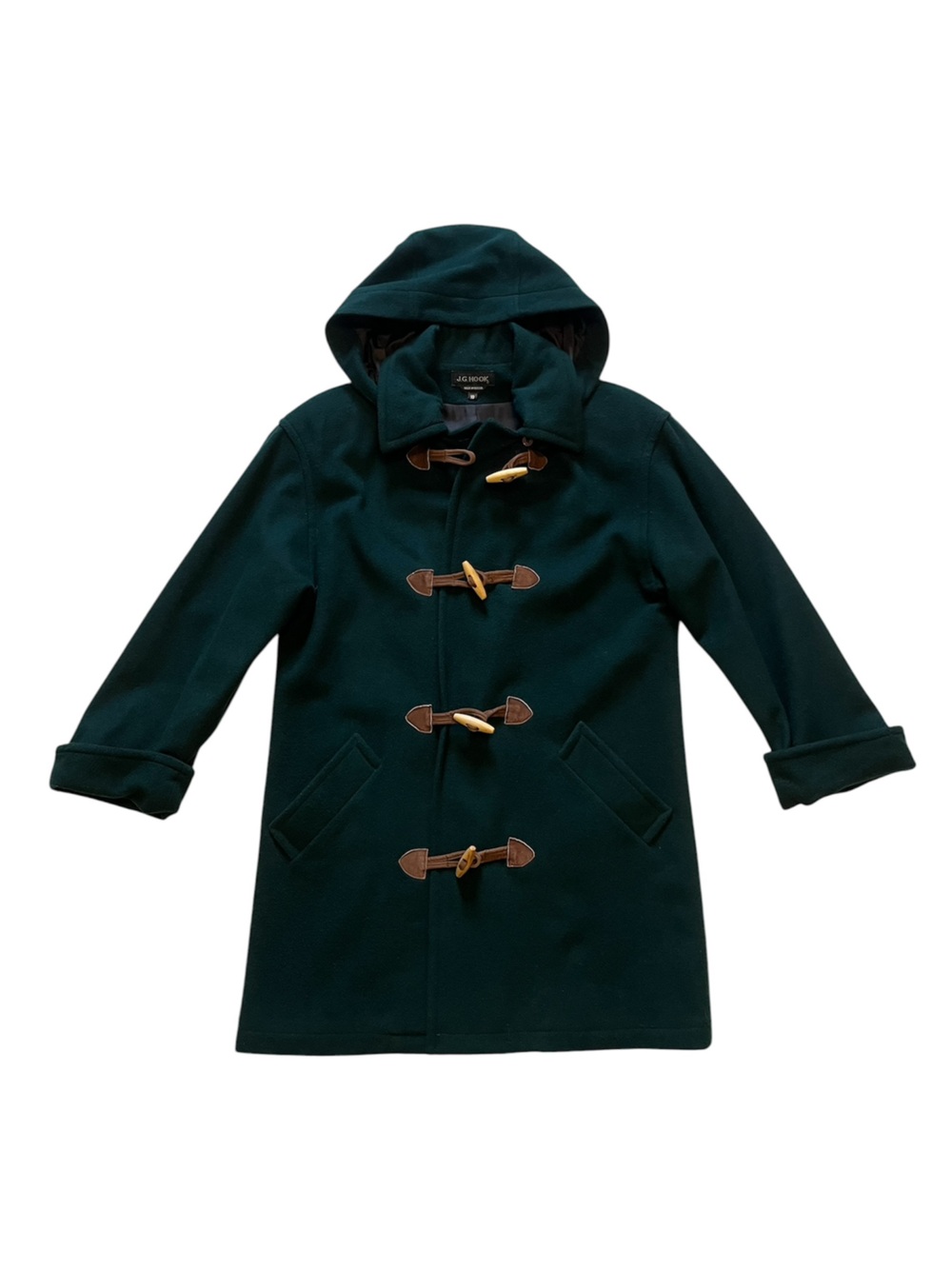 Vtg J G Hook Green Wool Peacoat Wood Toggle Buttons Large